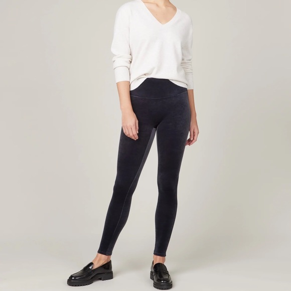 Spanx Navy Velvet Leggings sz M - Picture 1 of 3